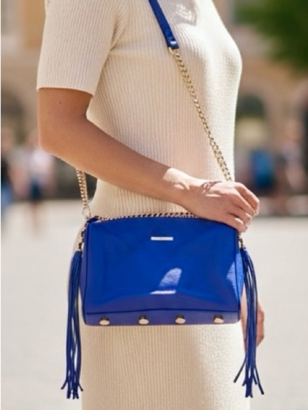 Rebecca Minkoff Royal Blue Chain-Tassel Accent Crossbody Bag